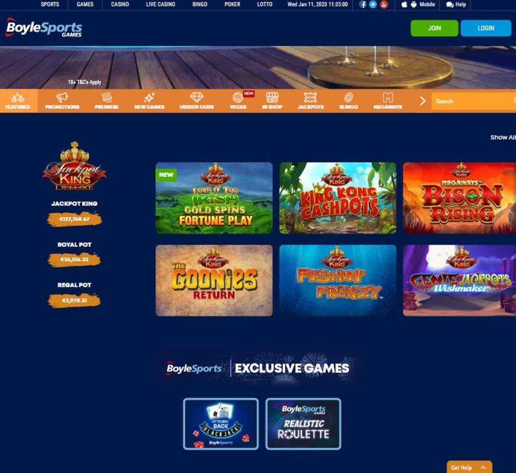 BoyleSports Casino desktop interface screenshot showing slots lobby with featured titles, categories and game providers displayed – tested BoyleSports Casino desktop interface screenshot showing slots lobby with featured titles, categories and game providers displayed – tested