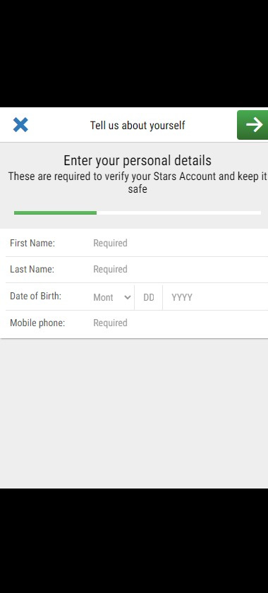 PokerStars Casino mobile interface screenshot showing registration step 3 confirmation and verification fields – tested