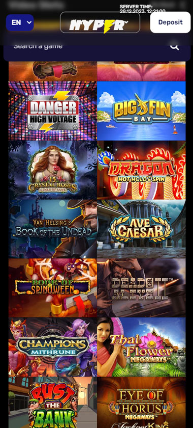 Hyper Casino mobile slots screenshot showing featured slot games, categories and navigation on smartphone screen – tested Hyper Casino mobile slots screenshot showing featured slot games, categories and navigation on smartphone screen – tested