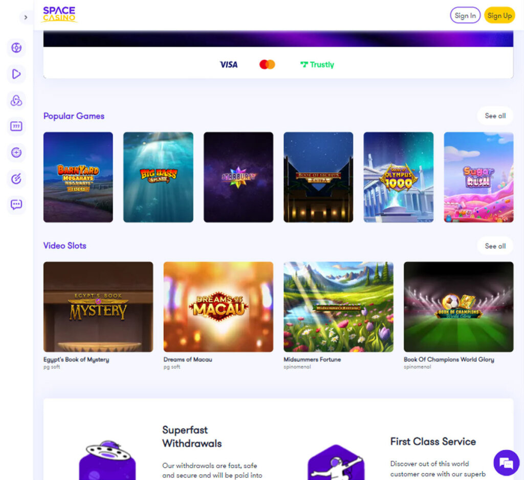 Space Casino home page review Space Casino home page review