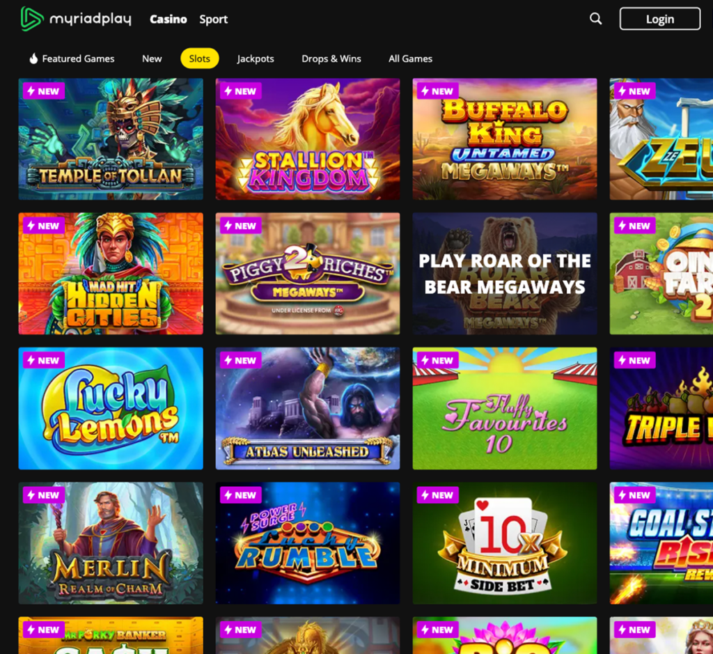MyriadPlay Casino desktop interface screenshot showing slots variety with featured titles, categories and game providers – tested MyriadPlay Casino desktop interface screenshot showing slots variety with featured titles, categories and game providers – tested