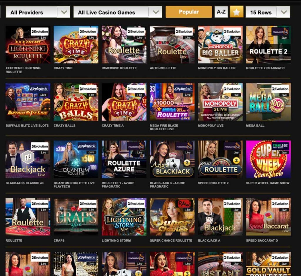Videoslots Casino desktop screenshot showing live dealer games collection and tables - tested