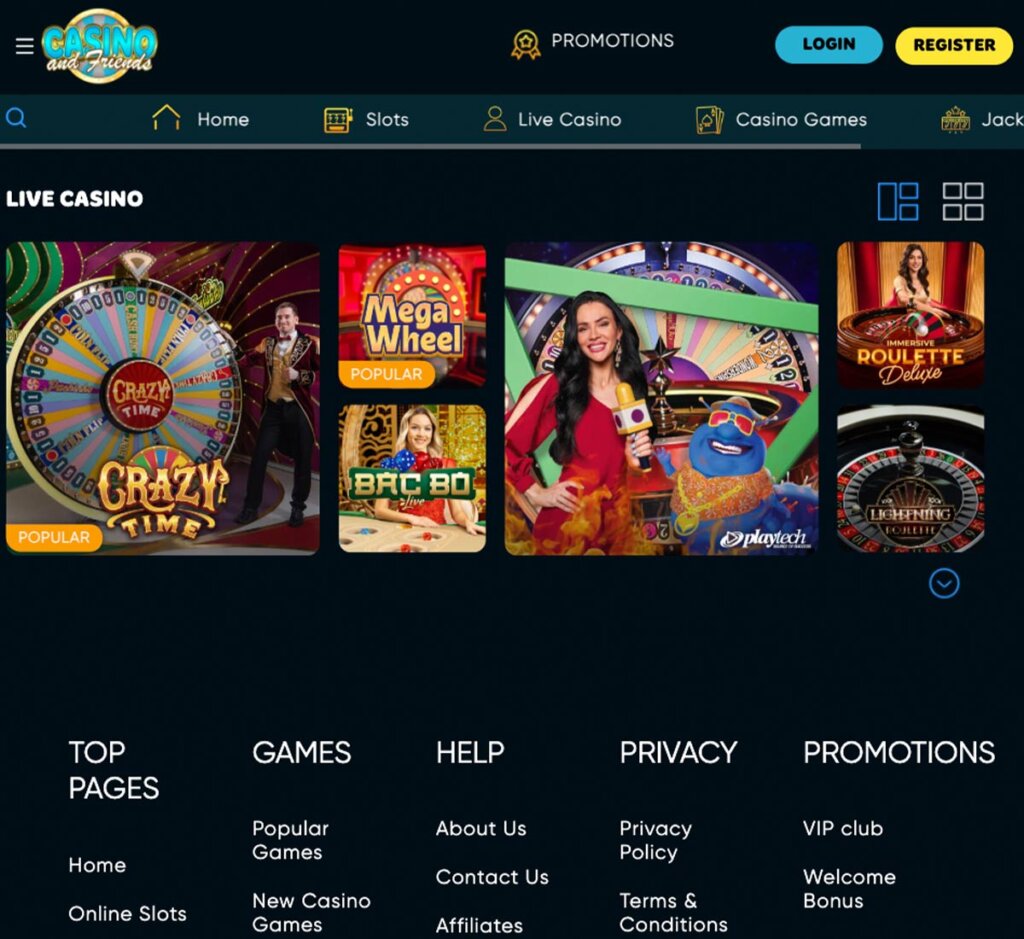 Casino and Friends Casino desktop live casino screenshot displaying real-dealer tables including roulette, blackjack and baccarat with lobby navigation – tested Casino and Friends Casino desktop live casino screenshot displaying real-dealer tables including roulette, blackjack and baccarat with lobby navigation – tested