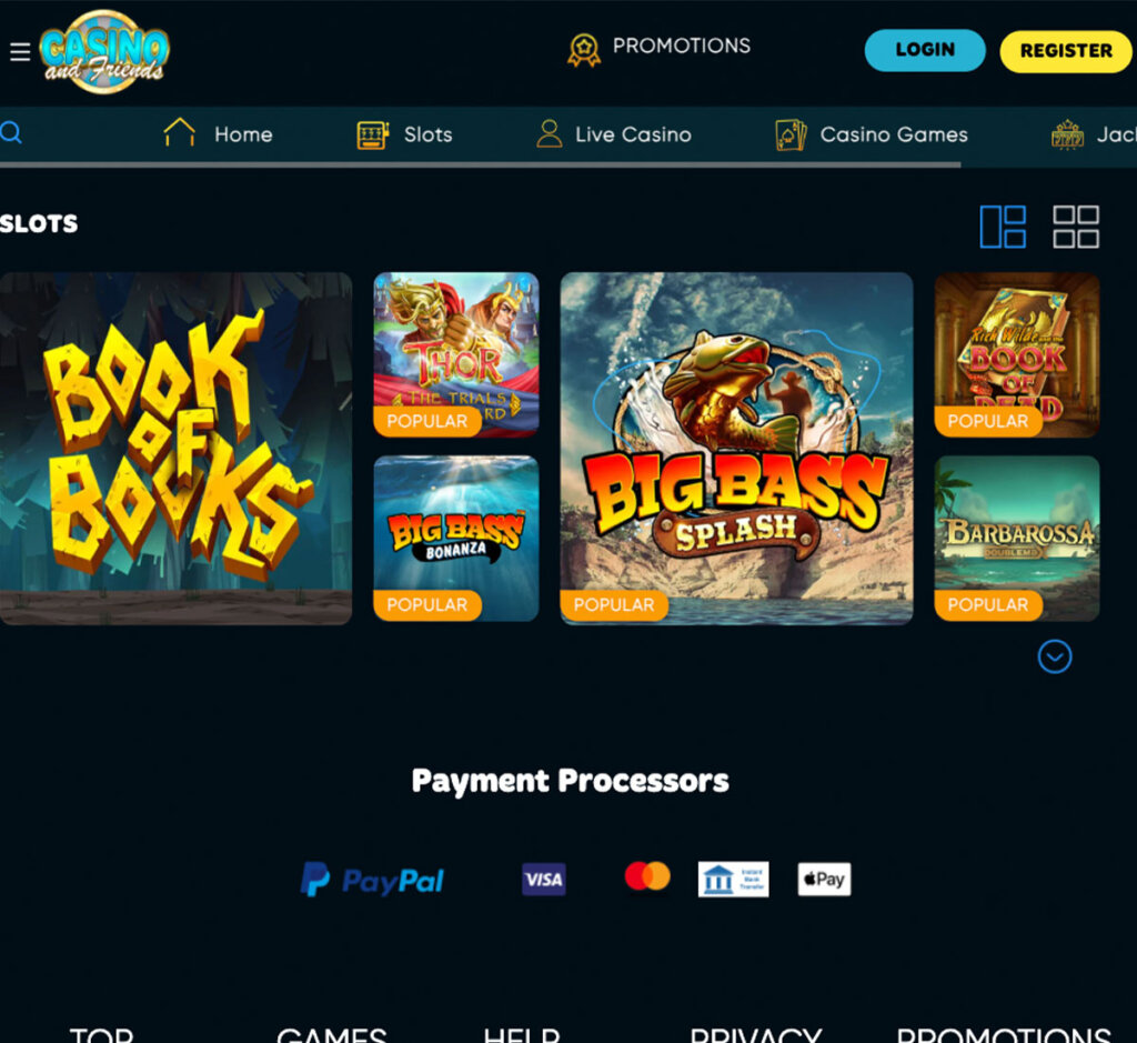 Casino and Friends Casino desktop interface screenshot showing slots variety review with featured titles, categories and game providers – tested Casino and Friends Casino desktop interface screenshot showing slots variety review with featured titles, categories and game providers – tested