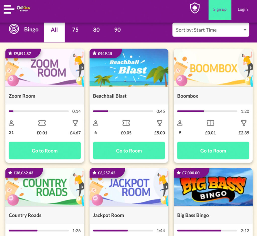 Chit Chat Bingo Casino desktop homepage screenshot showing main lobby with navigation menu, featured games and promotional banners – tested