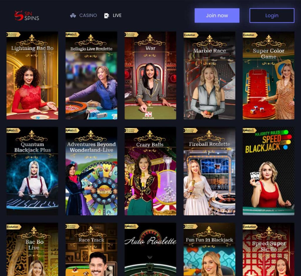 sin-spins-casino-live-casino-games-collection-review