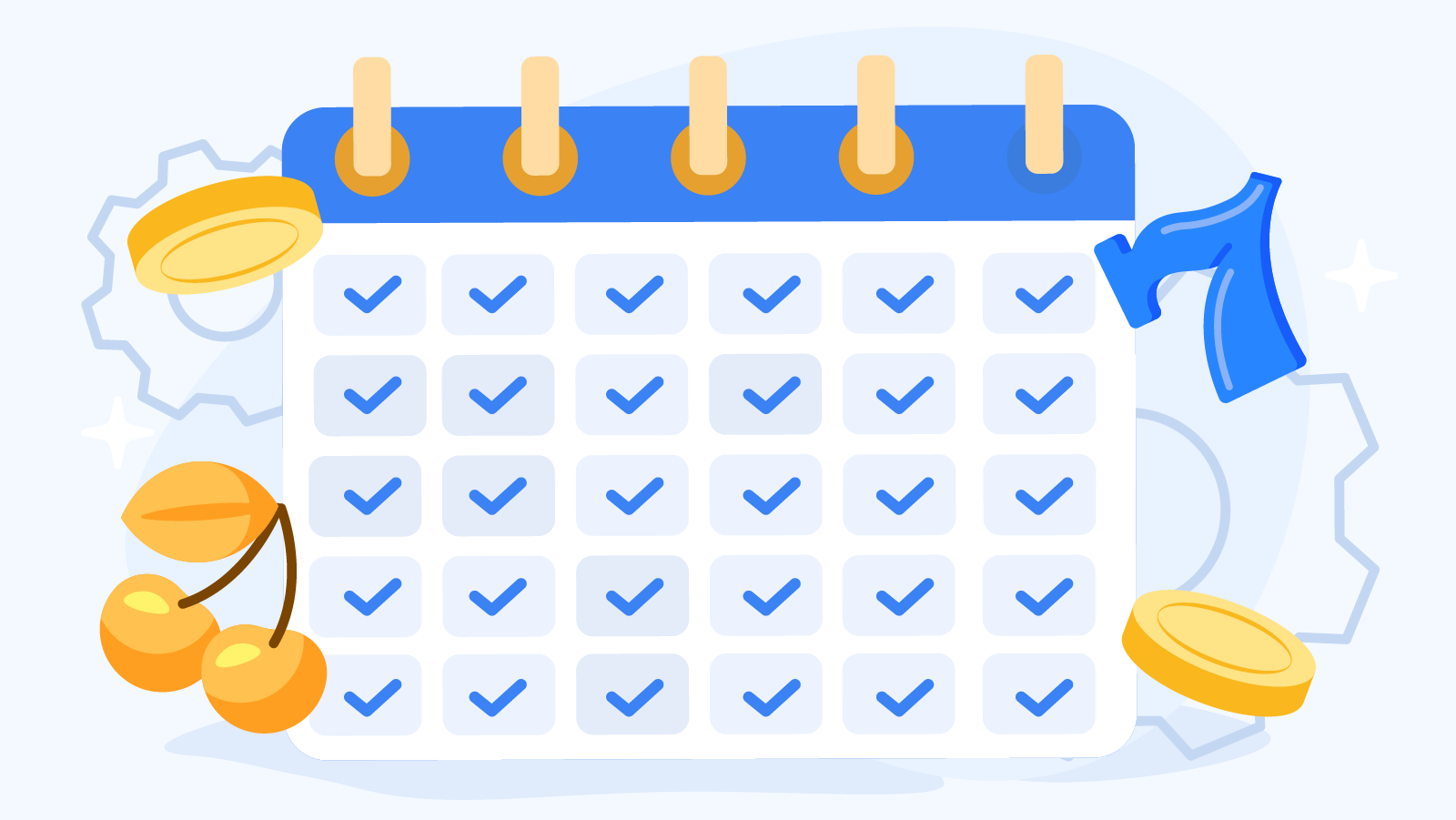 Infographic showing 30-day calendar grid with daily free spins testing results including win amounts, prize types, and cumulative monthly value of £28.60