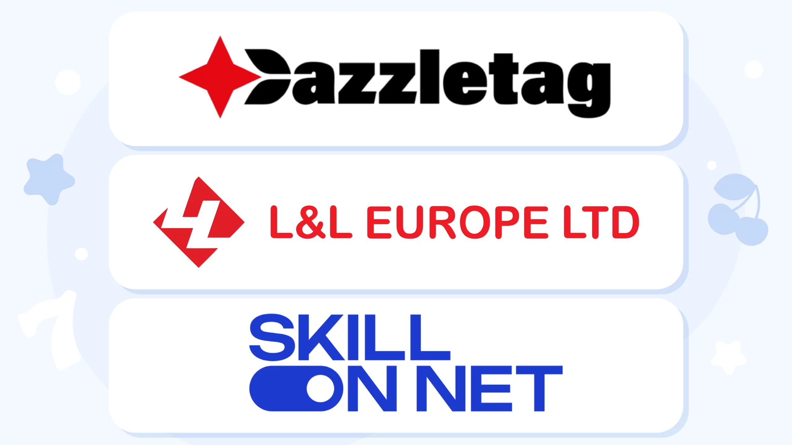 Detailed comparison table of UK casino networks showing Gamesys, Dazzletag, L&L Europe, and Skill On Net with game counts, wagering requirements, and payment options